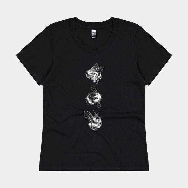 Bee Trio (Negative) - Thread Project Womens Eden V-Neck Tee Thumbnail