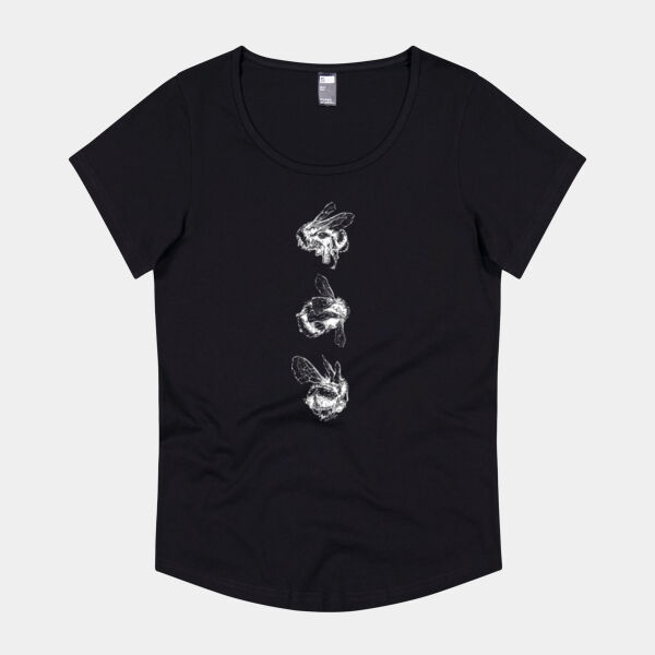 Bee Trio (Negative) - Thread Project Womens Jazz Scoop Neck Tee Thumbnail