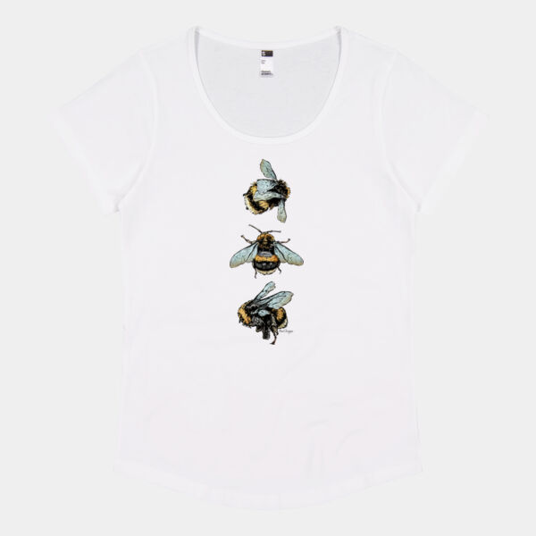 Bee Trio (Colour) - Thread Project Womens Jazz Scoop Neck Tee Thumbnail