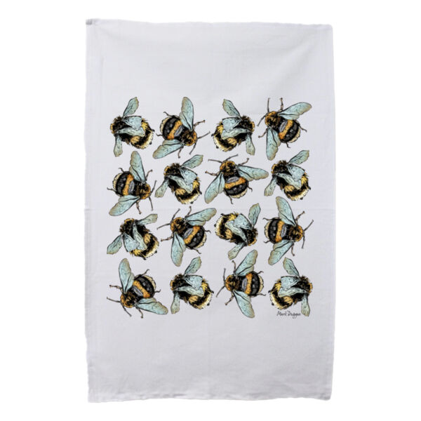 Sixteen Bees - White Tea Towel Thumbnail