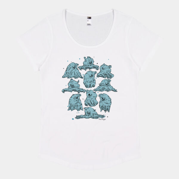 Orville Sprout, The Mini Jet - Riso Blue - Thread Project Womens Jazz Scoop Neck Tee Thumbnail