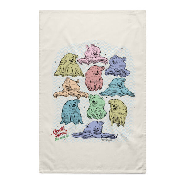 Orville Sprout, the Mini Jet - Riso with text - Natural Tea Towel Thumbnail